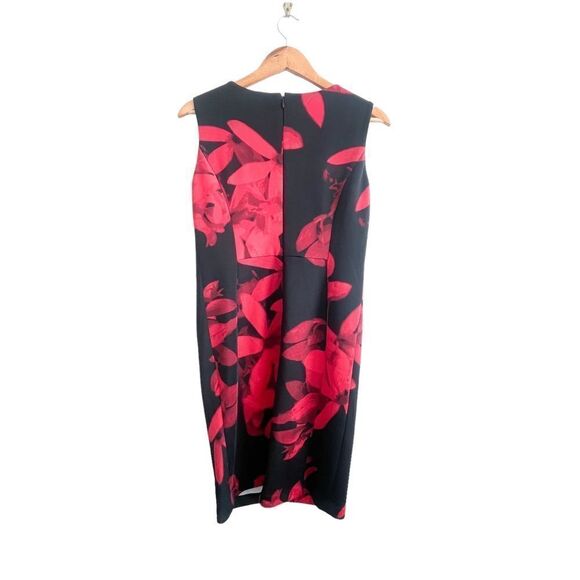 Jessica Dress Sleeveless Scuba Black Red Floral Women's 8 Stretch Back Zip - Picture 2 of 9
